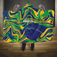 Brazil Football Hooded Blanket 2026 Vamos Brasil Marble Pattern - Wonder Print Shop