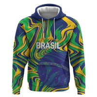 Brazil Football Custom Hoodie 2026 Vamos Brasil Marble Pattern - Wonder Print Shop