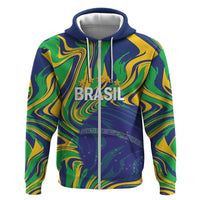 Brazil Football Custom Hoodie 2026 Vamos Brasil Marble Pattern - Wonder Print Shop