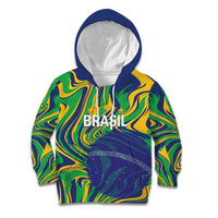 Brazil Football Custom Kid Hoodie 2026 Vamos Brasil Marble Pattern - Wonder Print Shop