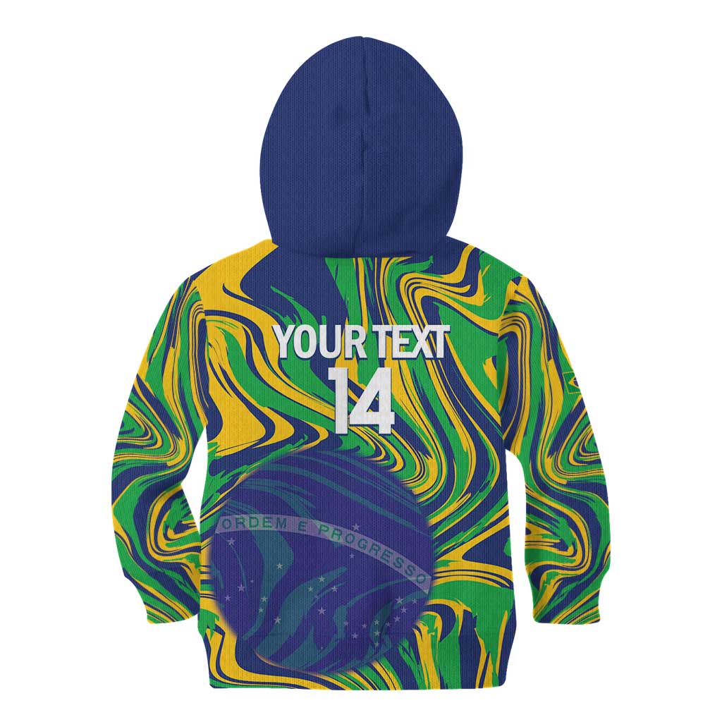 Brazil Football Custom Kid Hoodie 2026 Vamos Brasil Marble Pattern - Wonder Print Shop