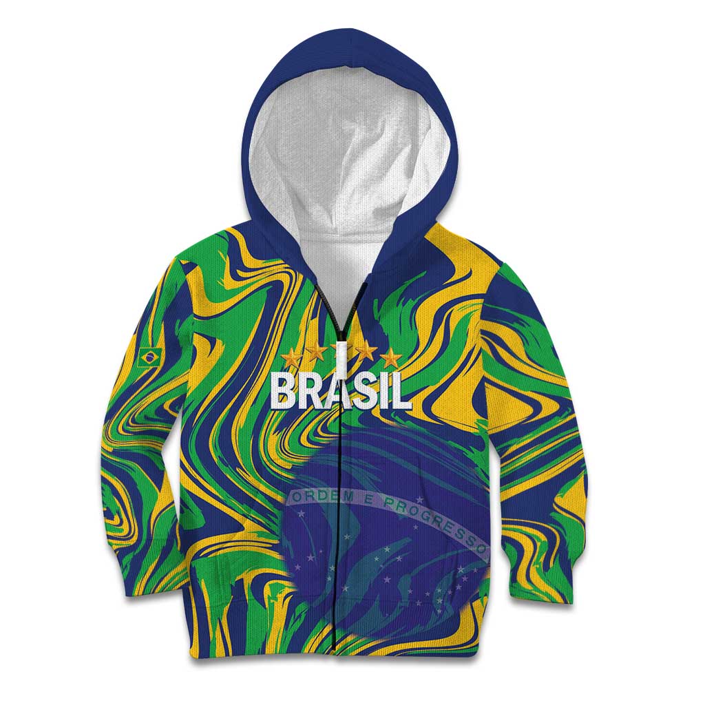 Brazil Football Custom Kid Hoodie 2026 Vamos Brasil Marble Pattern - Wonder Print Shop
