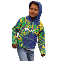 Brazil Football Custom Kid Hoodie 2026 Vamos Brasil Marble Pattern - Wonder Print Shop