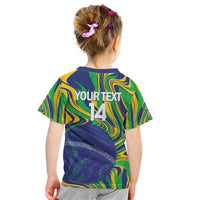 Brazil Football Custom Kid T Shirt 2026 Vamos Brasil Marble Pattern - Wonder Print Shop