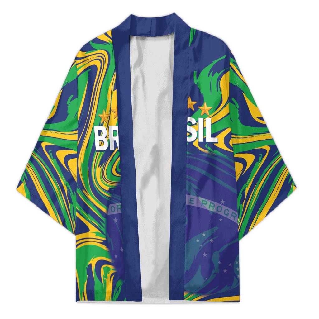 Brazil Football Custom Kimono 2026 Vamos Brasil Marble Pattern - Wonder Print Shop
