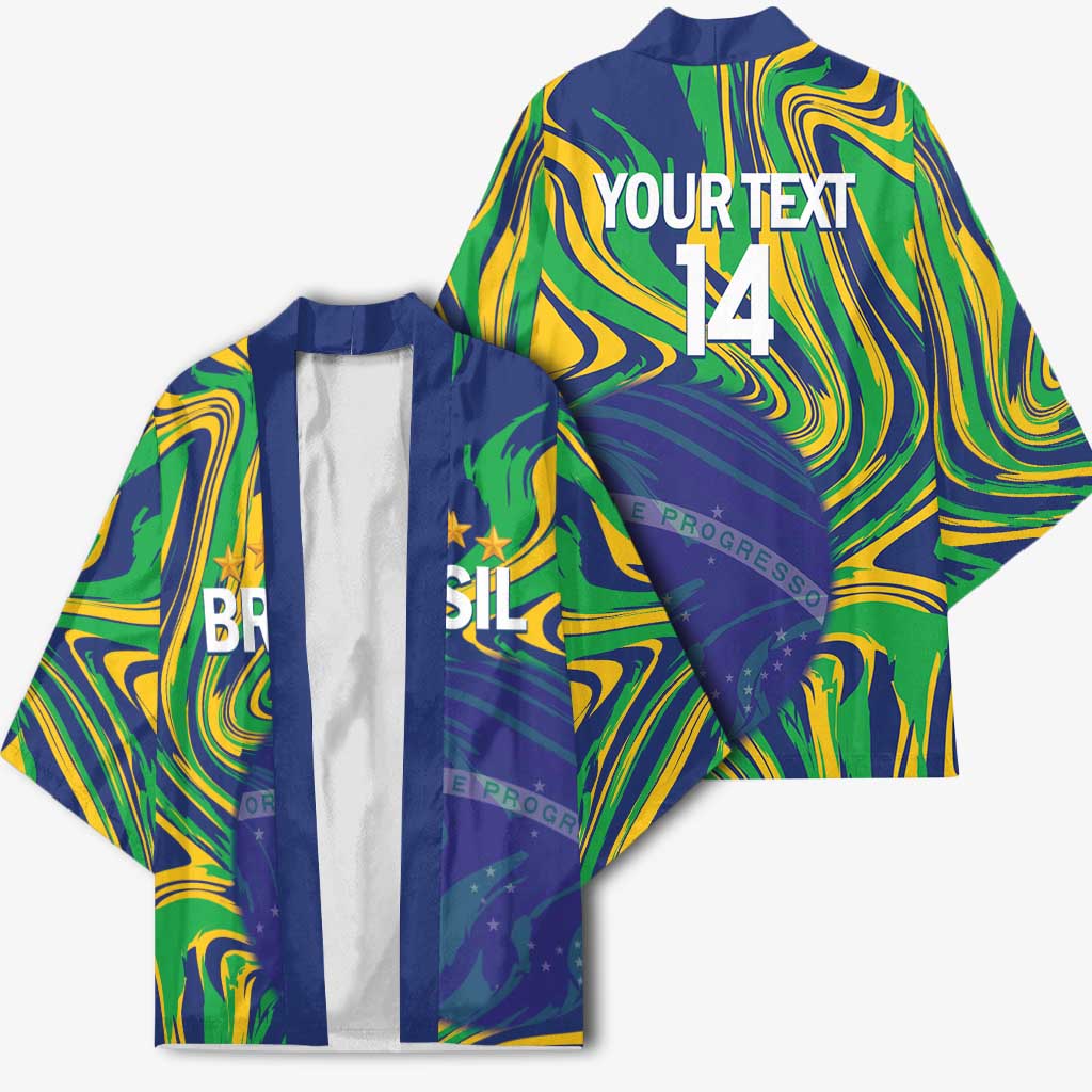 Brazil Football Custom Kimono 2026 Vamos Brasil Marble Pattern - Wonder Print Shop