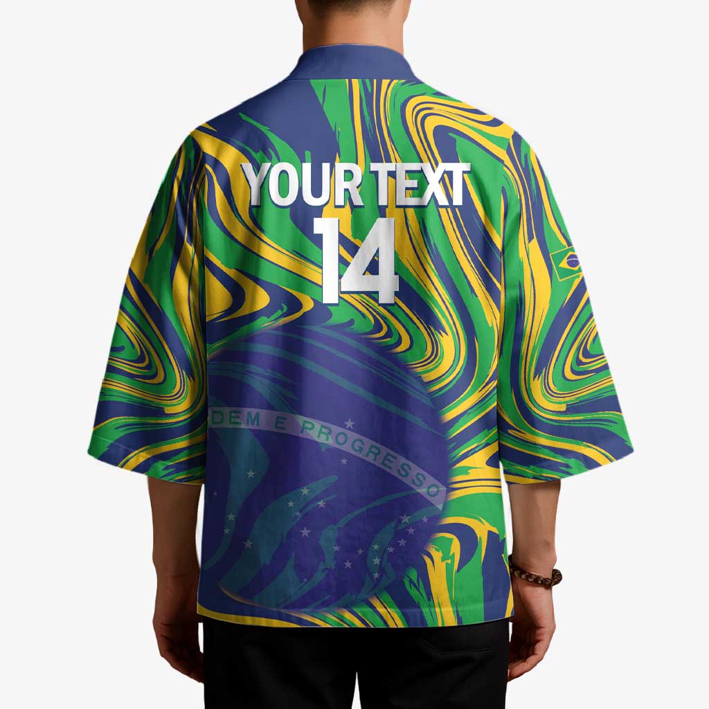 Brazil Football Custom Kimono 2026 Vamos Brasil Marble Pattern - Wonder Print Shop