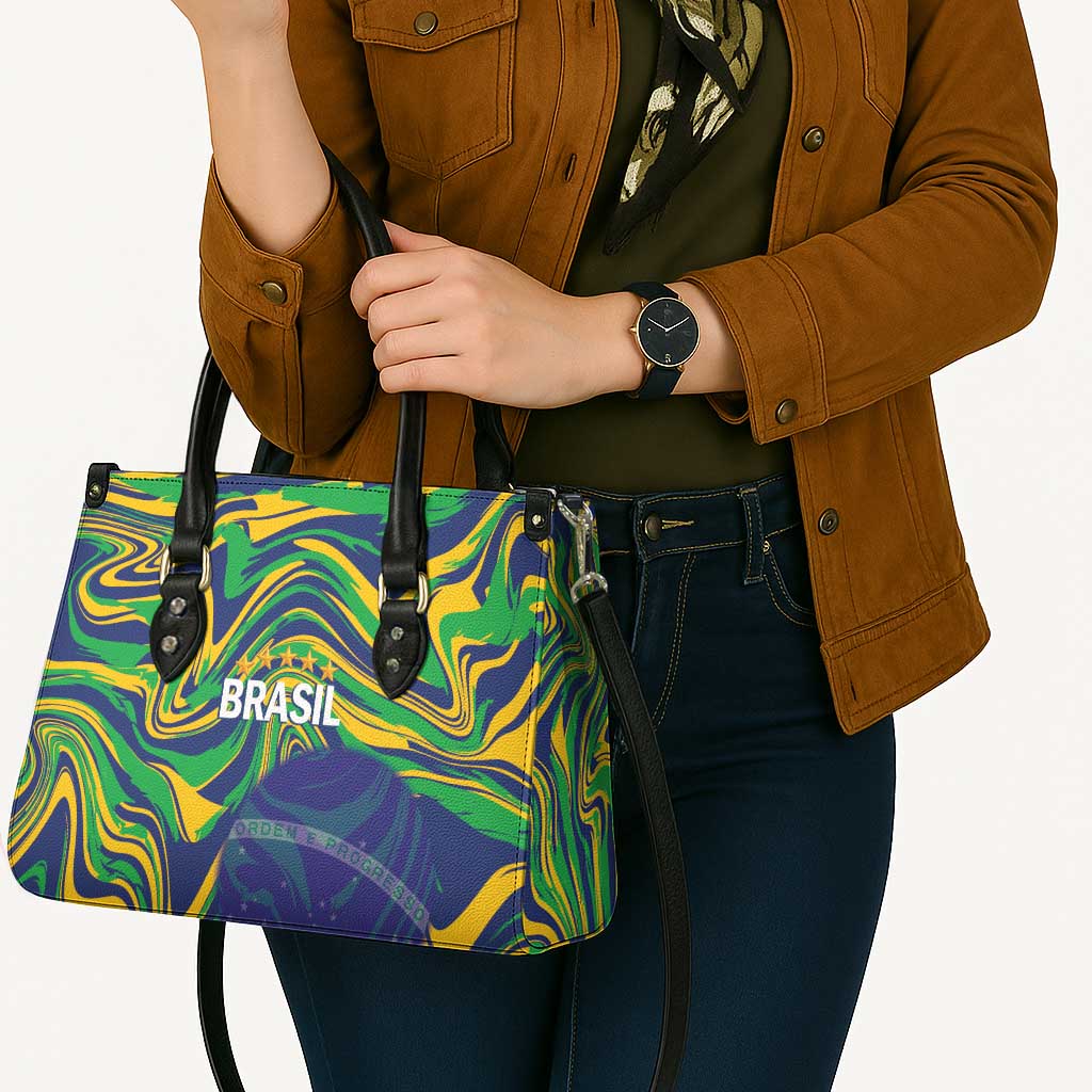 Brazil Football Leather Bag 2026 Vamos Brasil Marble Pattern - Wonder Print Shop