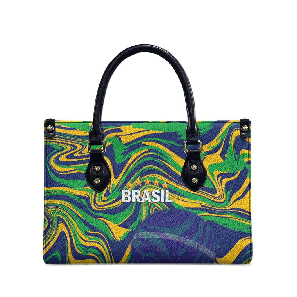 Brazil Football Leather Bag 2026 Vamos Brasil Marble Pattern - Wonder Print Shop