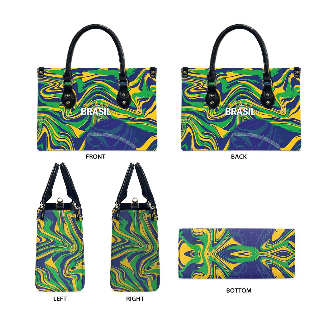 Brazil Football Leather Bag 2026 Vamos Brasil Marble Pattern - Wonder Print Shop
