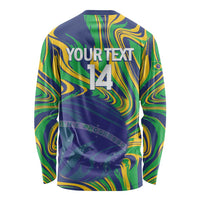 Brazil Football Custom Long Sleeve Shirt 2026 Vamos Brasil Marble Pattern - Wonder Print Shop
