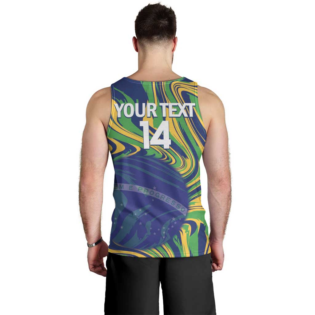 Brazil Football Custom Men Tank Top 2026 Vamos Brasil Marble Pattern - Wonder Print Shop
