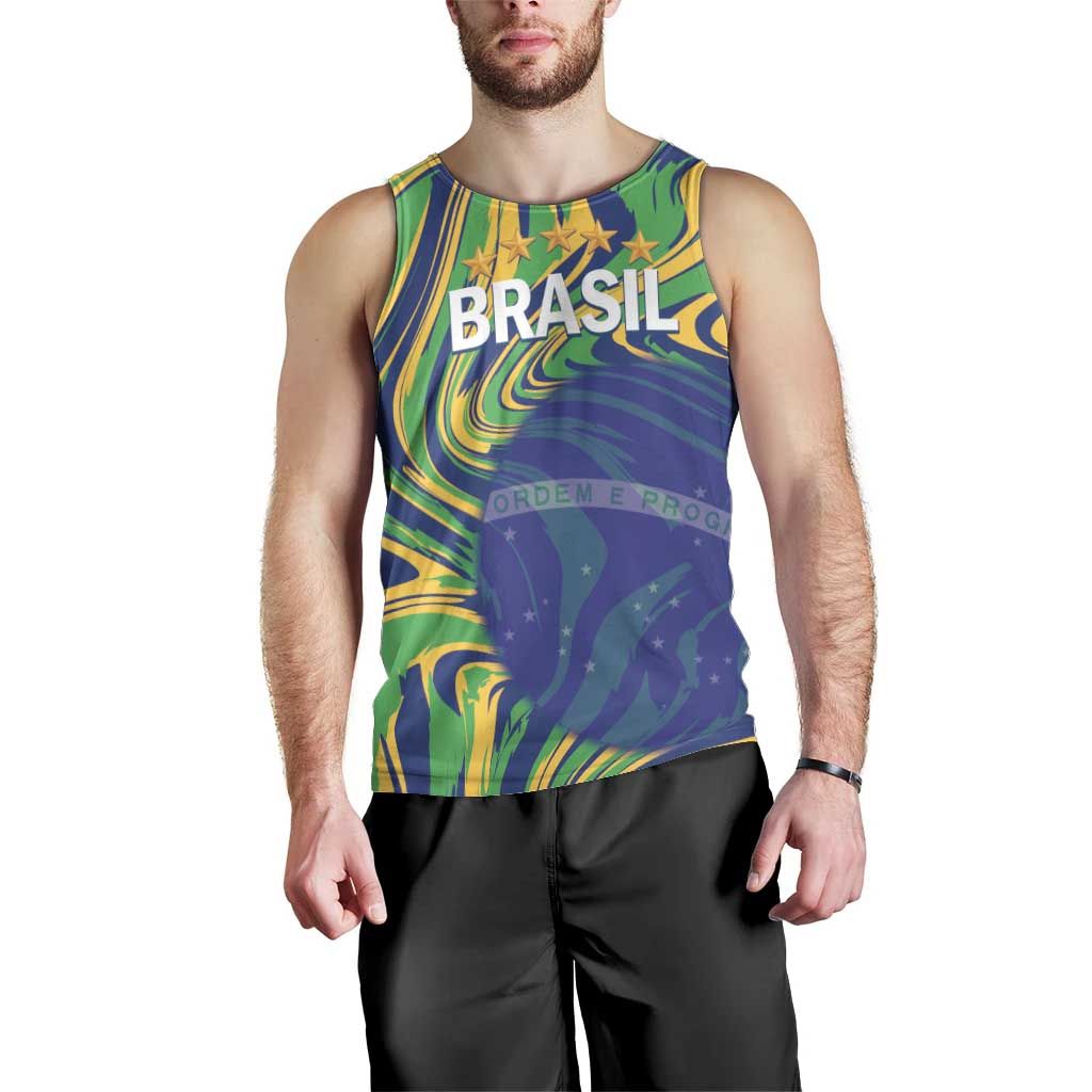 Brazil Football Custom Men Tank Top 2026 Vamos Brasil Marble Pattern - Wonder Print Shop