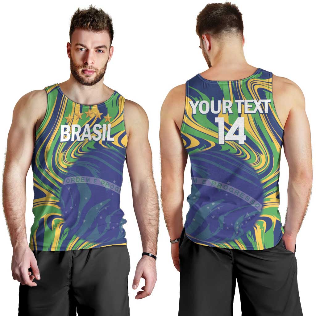 Brazil Football Custom Men Tank Top 2026 Vamos Brasil Marble Pattern - Wonder Print Shop