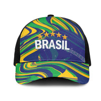 Brazil Football Mesh Trucker Cap 2026 Vamos Brasil Marble Pattern