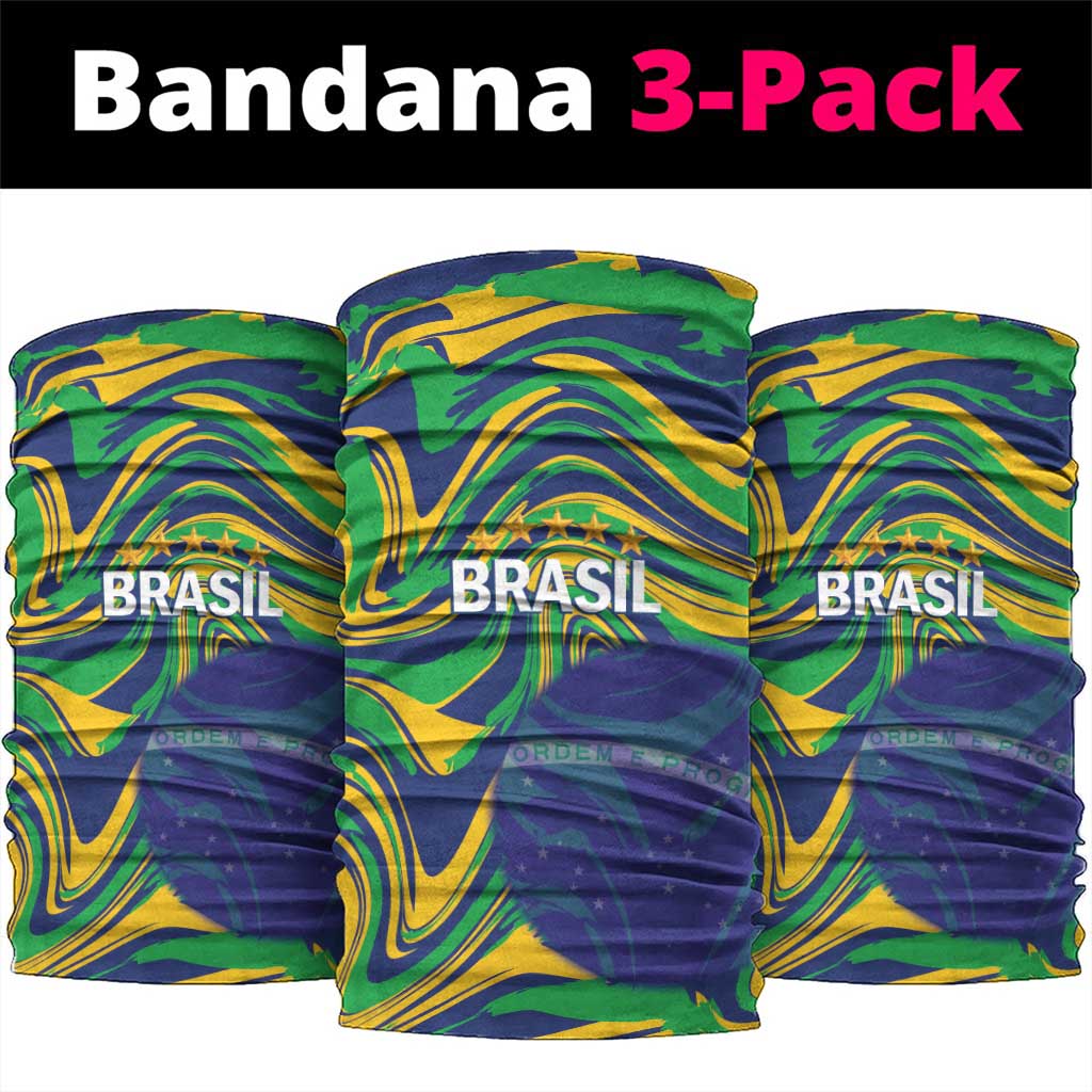 Brazil Football Neck Gaiter 2026 Vamos Brasil Marble Pattern - Wonder Print Shop