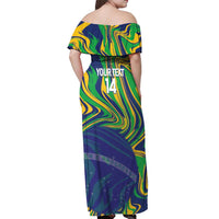 Brazil Football Custom Off Shoulder Maxi Dress 2026 Vamos Brasil Marble Pattern - Wonder Print Shop