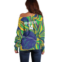 Brazil Football Custom Off Shoulder Sweater 2026 Vamos Brasil Marble Pattern - Wonder Print Shop