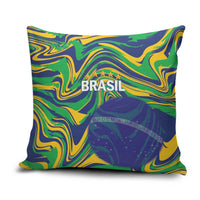 Brazil Football Pillow Cover 2026 Vamos Brasil Marble Pattern - Wonder Print Shop
