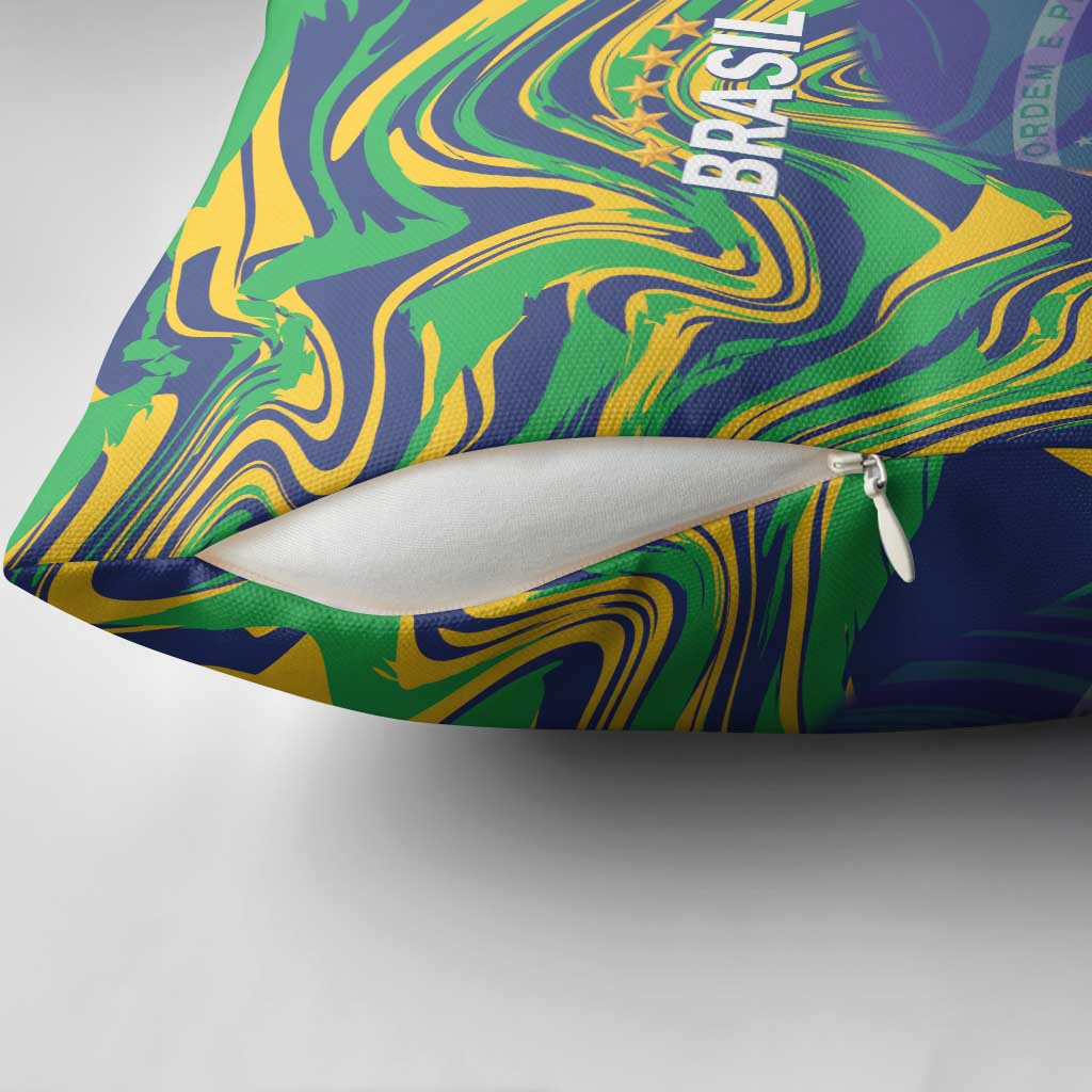 Brazil Football Pillow Cover 2026 Vamos Brasil Marble Pattern - Wonder Print Shop