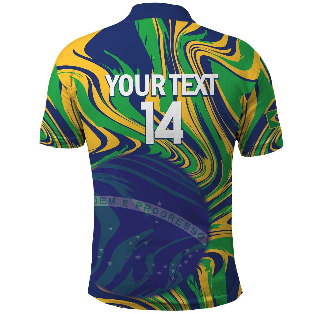 Brazil Football Custom Polo Shirt 2026 Vamos Brasil Marble Pattern - Wonder Print Shop