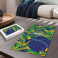 Brazil Football Puzzle 2026 Vamos Brasil Marble Pattern - Wonder Print Shop