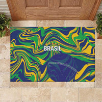Brazil Football Rubber Doormat 2026 Vamos Brasil Marble Pattern - Wonder Print Shop