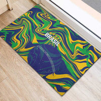 Brazil Football Rubber Doormat 2026 Vamos Brasil Marble Pattern - Wonder Print Shop