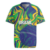 Brazil Football Custom Rugby Jersey 2026 Vamos Brasil Marble Pattern - Wonder Print Shop