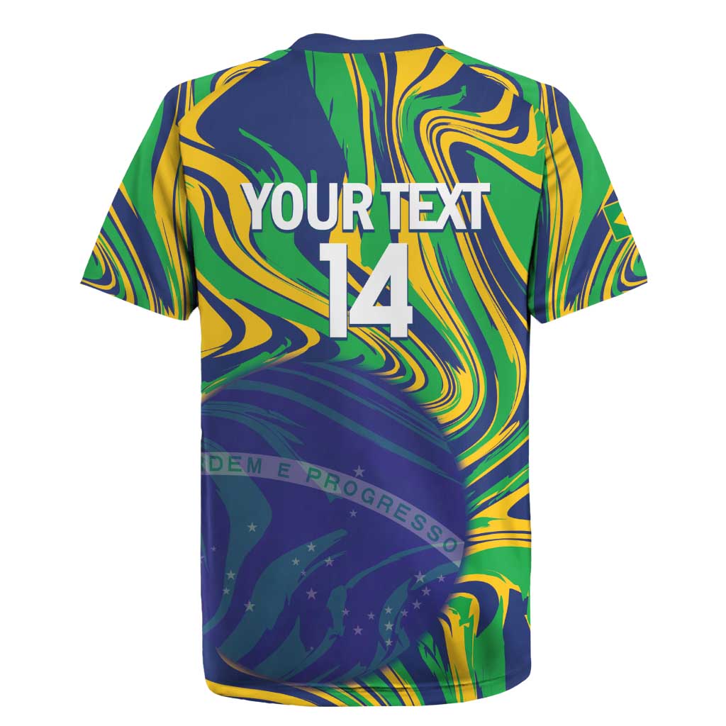 Brazil Football Custom Rugby Jersey 2026 Vamos Brasil Marble Pattern - Wonder Print Shop