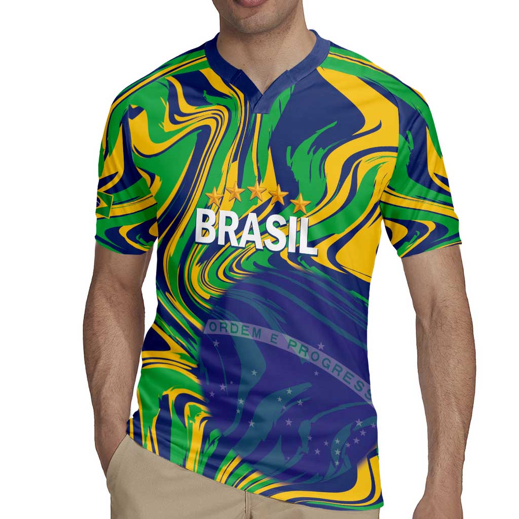 Brazil Football Custom Rugby Jersey 2026 Vamos Brasil Marble Pattern - Wonder Print Shop