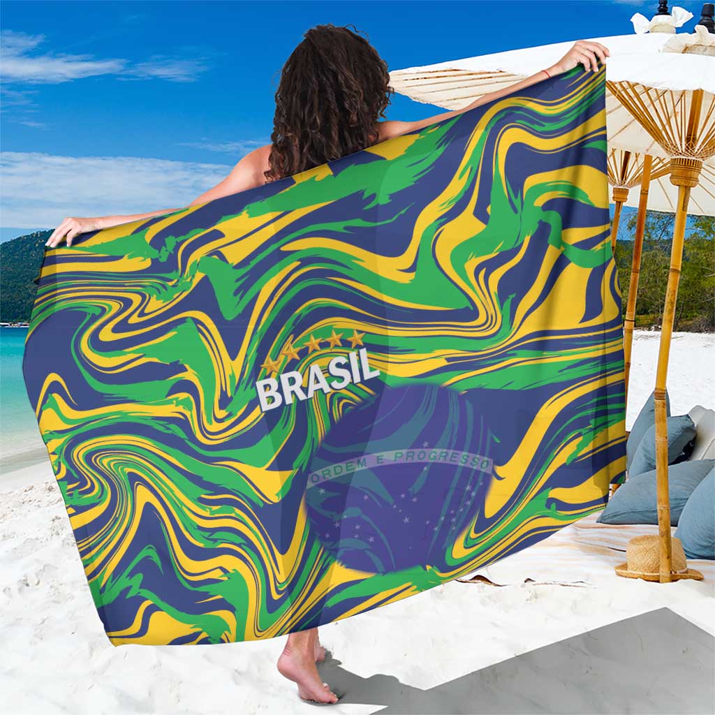 Brazil Football Sarong 2026 Vamos Brasil Marble Pattern - Wonder Print Shop