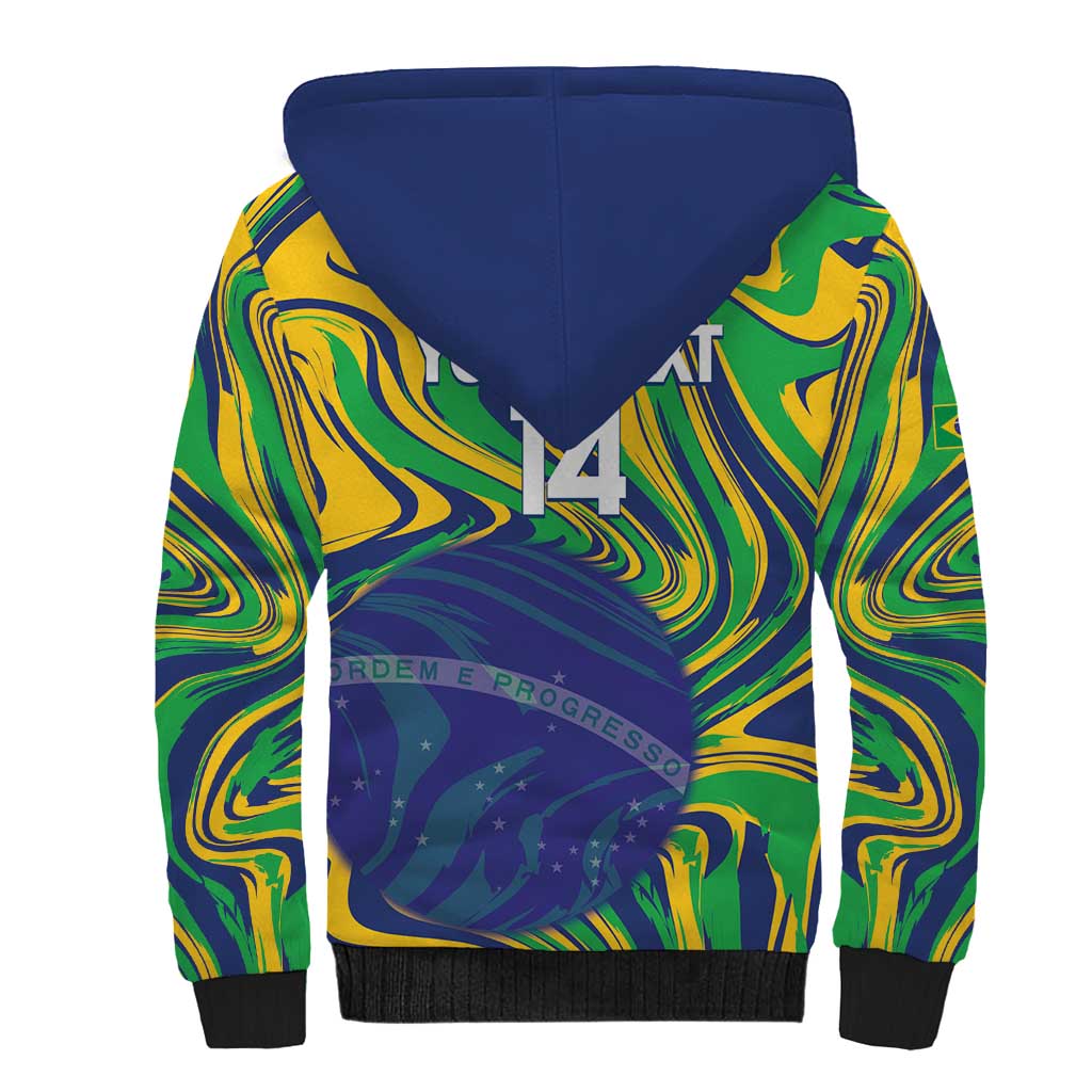 Brazil Football Custom Sherpa Hoodie 2026 Vamos Brasil Marble Pattern - Wonder Print Shop