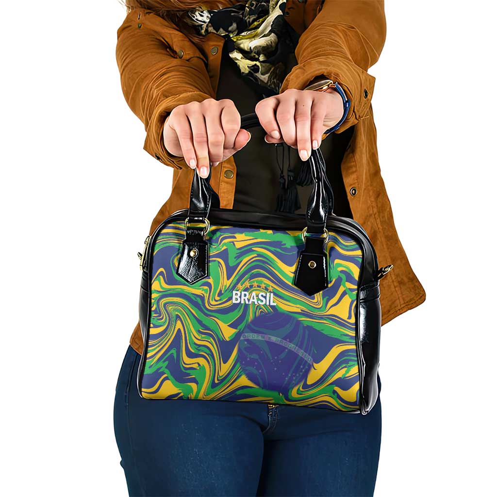 Brazil Football Shoulder Handbag 2026 Vamos Brasil Marble Pattern - Wonder Print Shop