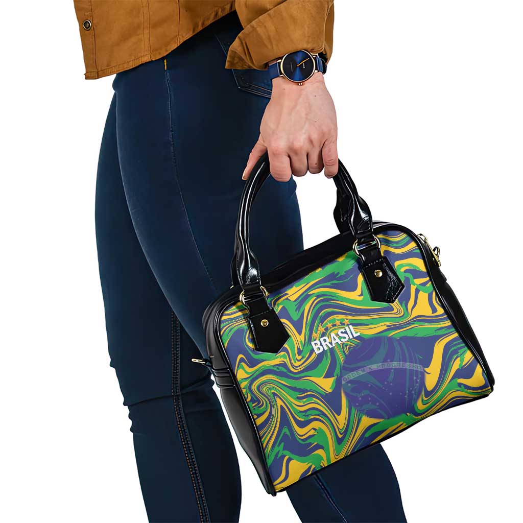 Brazil Football Shoulder Handbag 2026 Vamos Brasil Marble Pattern - Wonder Print Shop