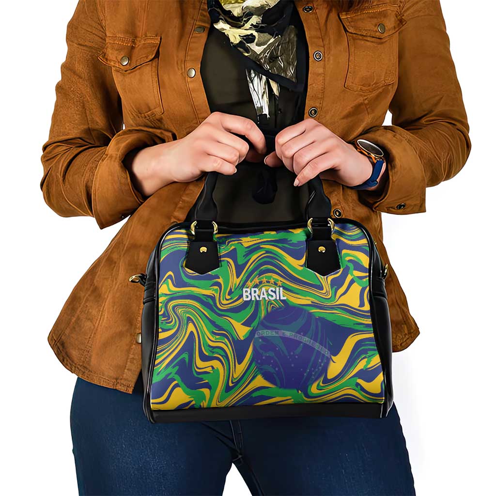 Brazil Football Shoulder Handbag 2026 Vamos Brasil Marble Pattern - Wonder Print Shop