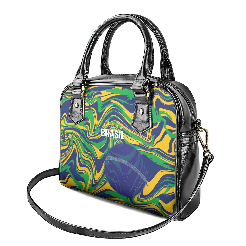 Brazil Football Shoulder Handbag 2026 Vamos Brasil Marble Pattern - Wonder Print Shop
