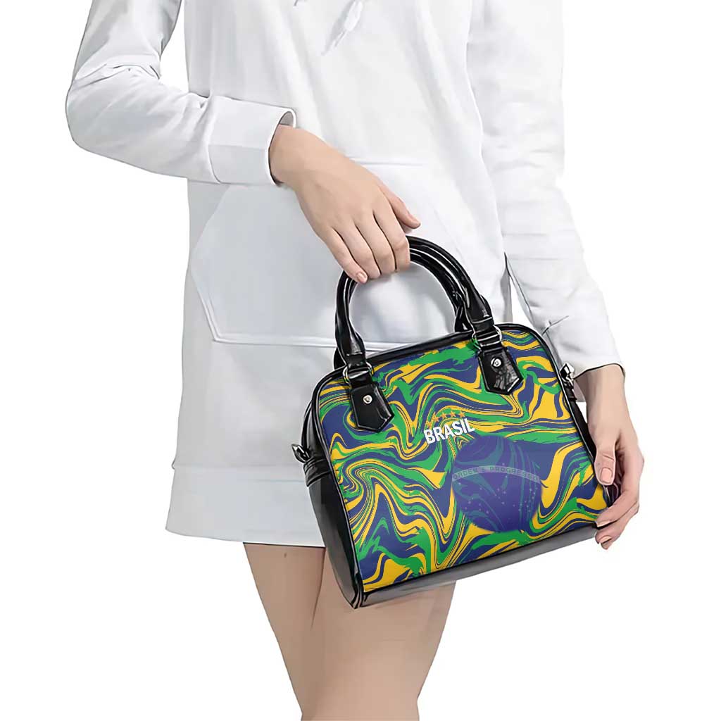 Brazil Football Shoulder Handbag 2026 Vamos Brasil Marble Pattern - Wonder Print Shop