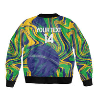 Brazil Football Custom Sleeve Zip Bomber Jacket 2026 Vamos Brasil Marble Pattern - Wonder Print Shop