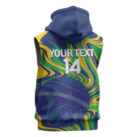 Brazil Football Custom Sleeveless Hoodie 2026 Vamos Brasil Marble Pattern - Wonder Print Shop