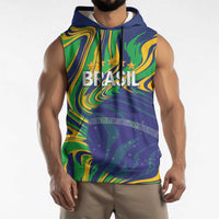 Brazil Football Custom Sleeveless Hoodie 2026 Vamos Brasil Marble Pattern - Wonder Print Shop