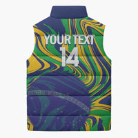 Brazil Football Custom Sleeveless Puffer Jacket 2026 Vamos Brasil Marble Pattern - Wonder Print Shop