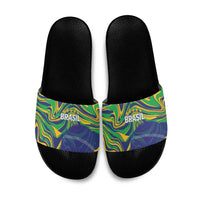 Brazil Football Slide Sandals 2026 Vamos Brasil Marble Pattern - Wonder Print Shop