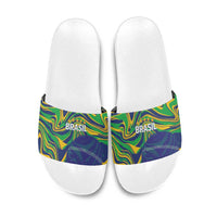 Brazil Football Slide Sandals 2026 Vamos Brasil Marble Pattern - Wonder Print Shop