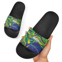 Brazil Football Slide Sandals 2026 Vamos Brasil Marble Pattern - Wonder Print Shop