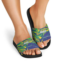 Brazil Football Slide Sandals 2026 Vamos Brasil Marble Pattern - Wonder Print Shop