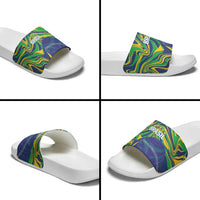 Brazil Football Slide Sandals 2026 Vamos Brasil Marble Pattern - Wonder Print Shop