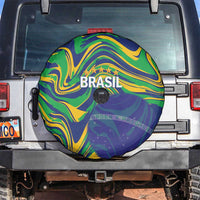 Brazil Football Spare Tire Cover 2026 Vamos Brasil Marble Pattern - Wonder Print Shop