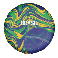 Brazil Football Spare Tire Cover 2026 Vamos Brasil Marble Pattern - Wonder Print Shop