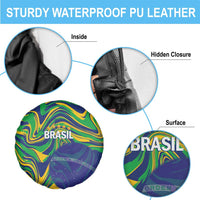 Brazil Football Spare Tire Cover 2026 Vamos Brasil Marble Pattern - Wonder Print Shop
